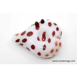 Heart Shape White Hand Pipe with Brown Dots and Cherry Adornment