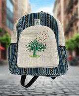 Hemp Embroidery Backpack with artisan embroidery and eco-friendly design, ideal for everyday use.