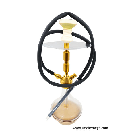 14" premium gold aluminum hookah with black hose for luxurious smoking experience