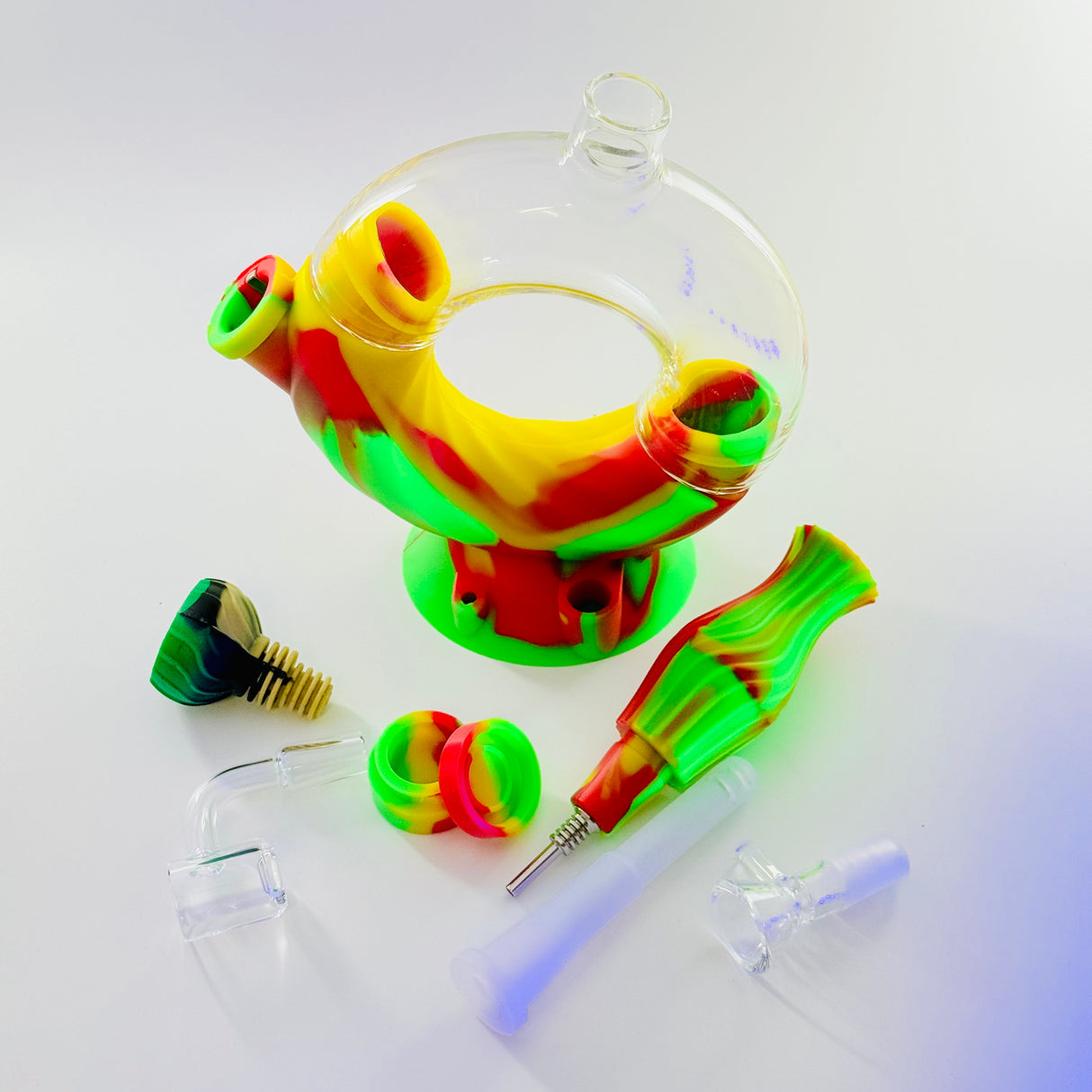 SmokeMEGA 4-in-1 Silicone Water Pipe - Versatile 11" Long with Nectar Collector