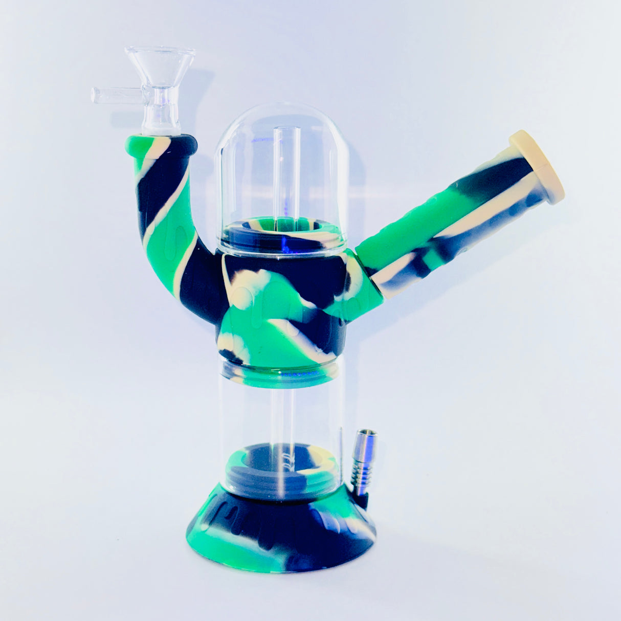 3-in-1 Silicone Water Pipe with Nectar Collector & Secret Storage - Elevate Your Experience!