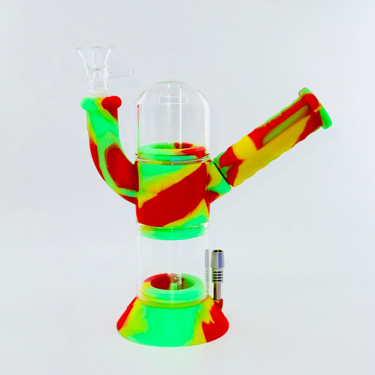 3-in-1 Silicone Water Pipe with Nectar Collector & Secret Storage - Elevate Your Experience!