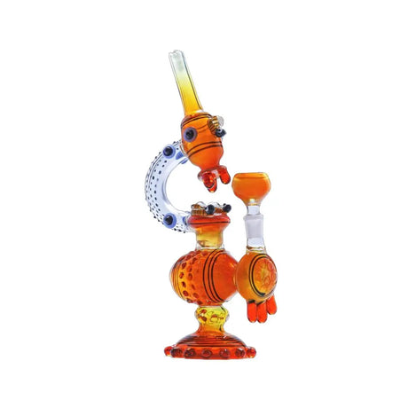 Microscope-themed honeycomb water pipe dab rig, 12 inches, borosilicate glass, enhanced filtration.