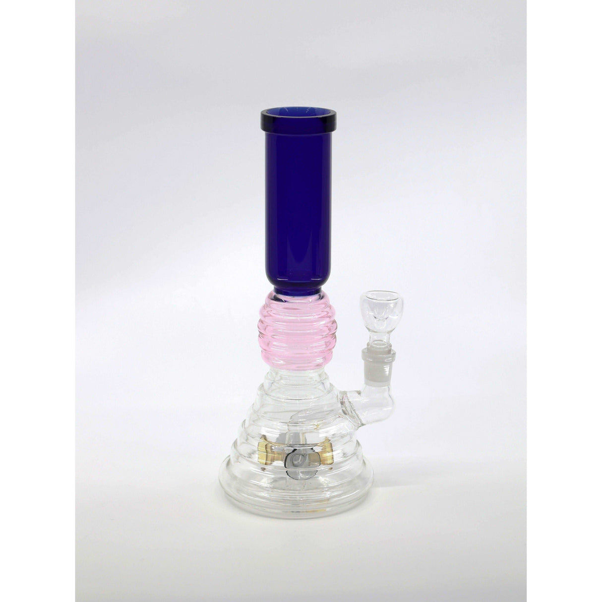 Multi Colored Perc Bong 8 Inches with vibrant design and durable glass.