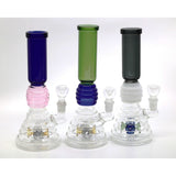 Multi Colored Perc Bong 8 Inches with vibrant design and percolator, crafted from durable glass.