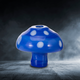 Mushroom-shaped blue glass carb cap for quartz bangers, 32mm.