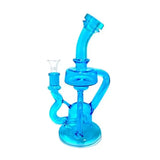 Blue glass NEON ARCH RECYCLER DAB RIG 10-inch with unique design and efficient filtration system for optimal flavor extraction.