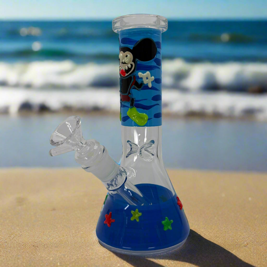 NEW 8" Glow In Dark Halloween Theme Beaker Bong - with 3D ART