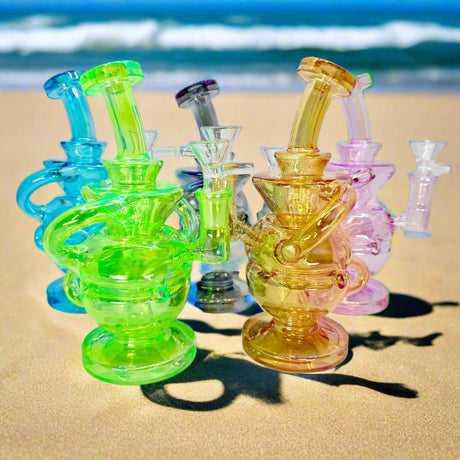 NEW Metallic 8” Recycler Dab Rig – Experience Smooth Hits & Stunning Colors