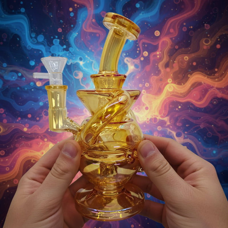 NEW Metallic 8” Recycler Dab Rig – Experience Smooth Hits & Stunning Colors