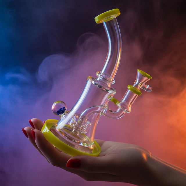 New 8.5 inch Flower Face Crystal glass Dab Rig - SmokeMEGA