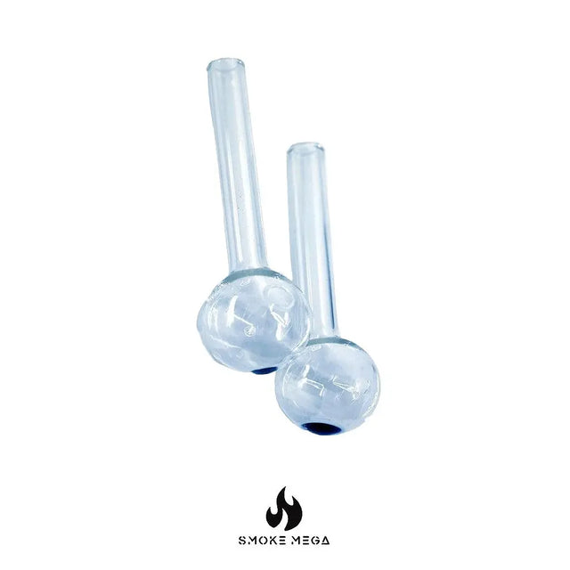 Pyrex glass oil burner pipe with blue dot head, 4-inch, pack of 12.