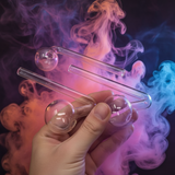 6" L Shaped Bent Oil Burner Pipe- Pack of 5 | Durable Borosilicate Glass