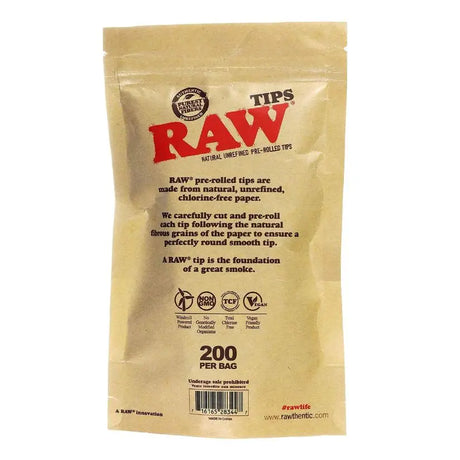 Pre Rolled Cones | Raw Natural Unbleached Tips 200-pack - SmokeMEGA