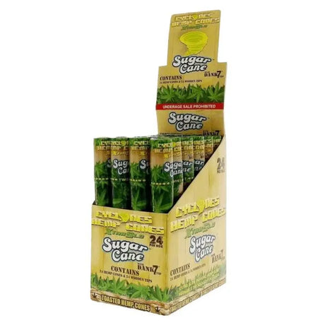 Cyclones Extra Slow Hemp Sugar Cane Flavor Pre-Rolled Cones Display Box - 24ct.