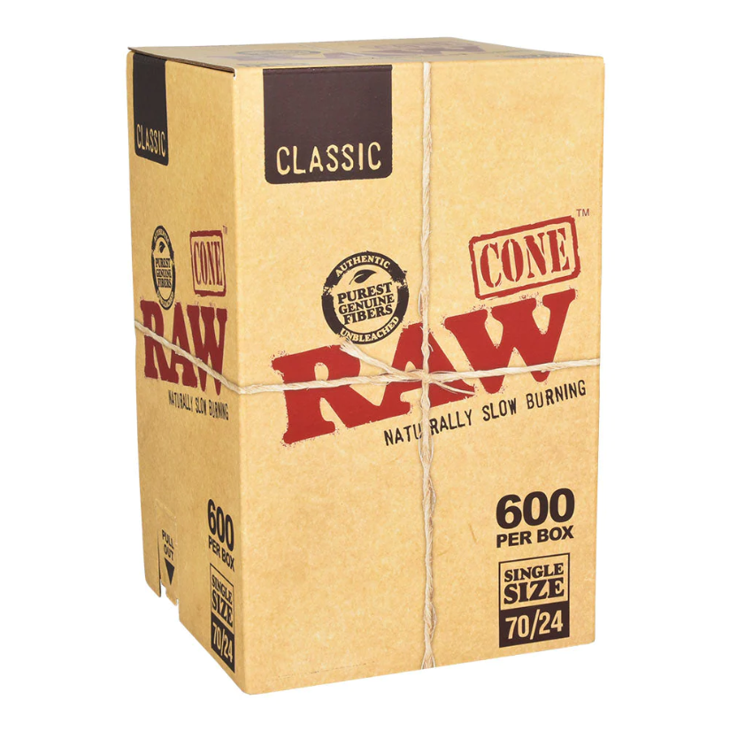 RAW CLASSIC CONES SINGLE SIZE 70/24-(600PC BOX)