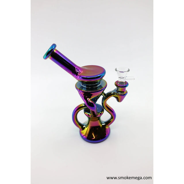 8" metallic recycler dab rig with dual-chamber system for concentrates.