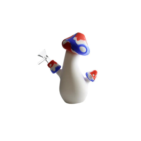 6.5" silicone mushroom pipe with glass bowl, durable and portable smoking accessory.