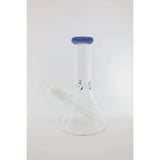 8" Glass Mini Beaker Ice Bong with purple rim and clear borosilicate glass design.