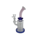 SK - 398 8" shower head bent dab rig with honeycomb perc and bent neck design for optimal dabbing experience.