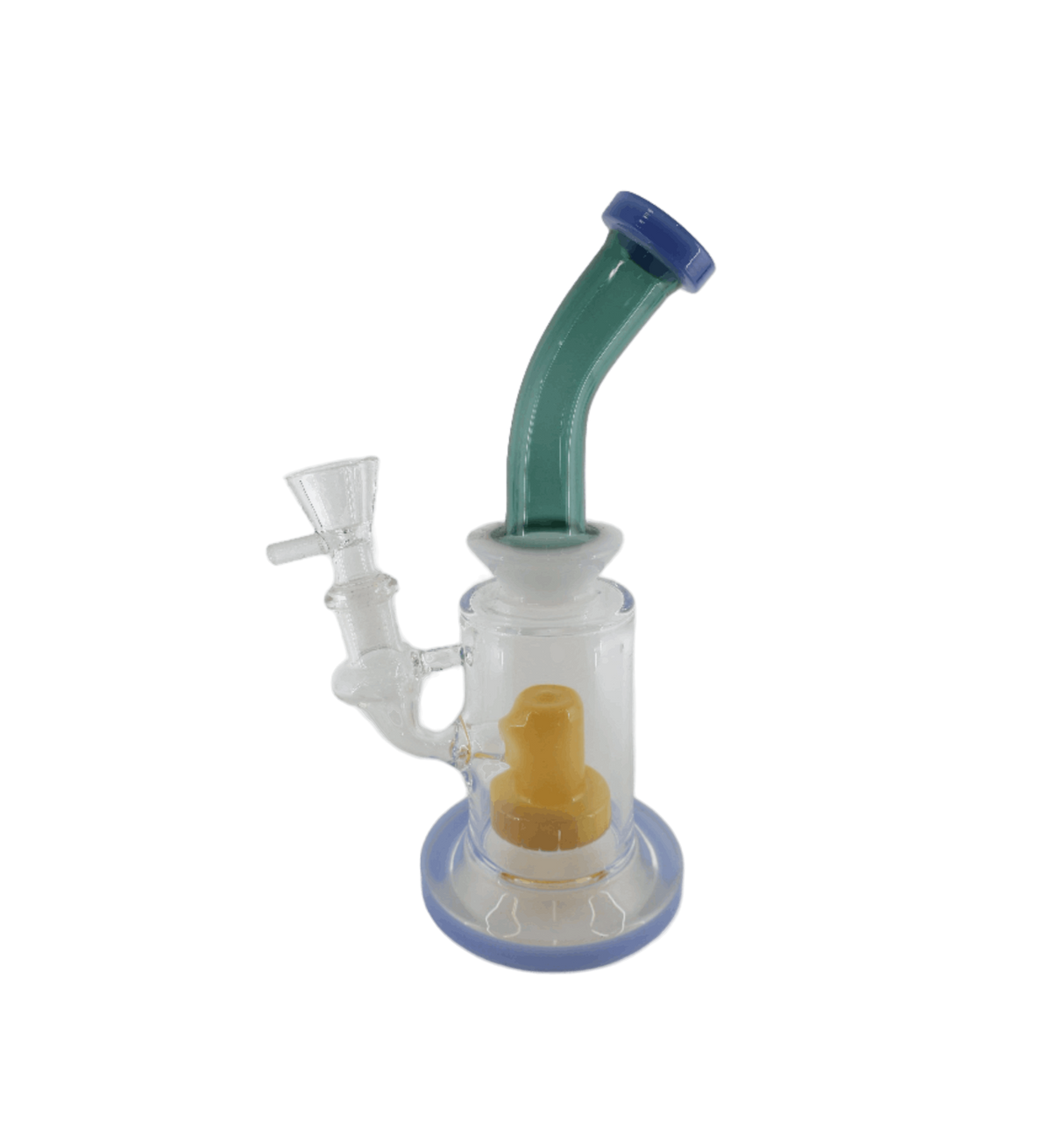 SK - 398 8" shower head bent dab rig with honeycomb perc for smooth dabbing experience.