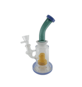 SK - 398 8" shower head bent dab rig with honeycomb perc for smooth dabbing experience.