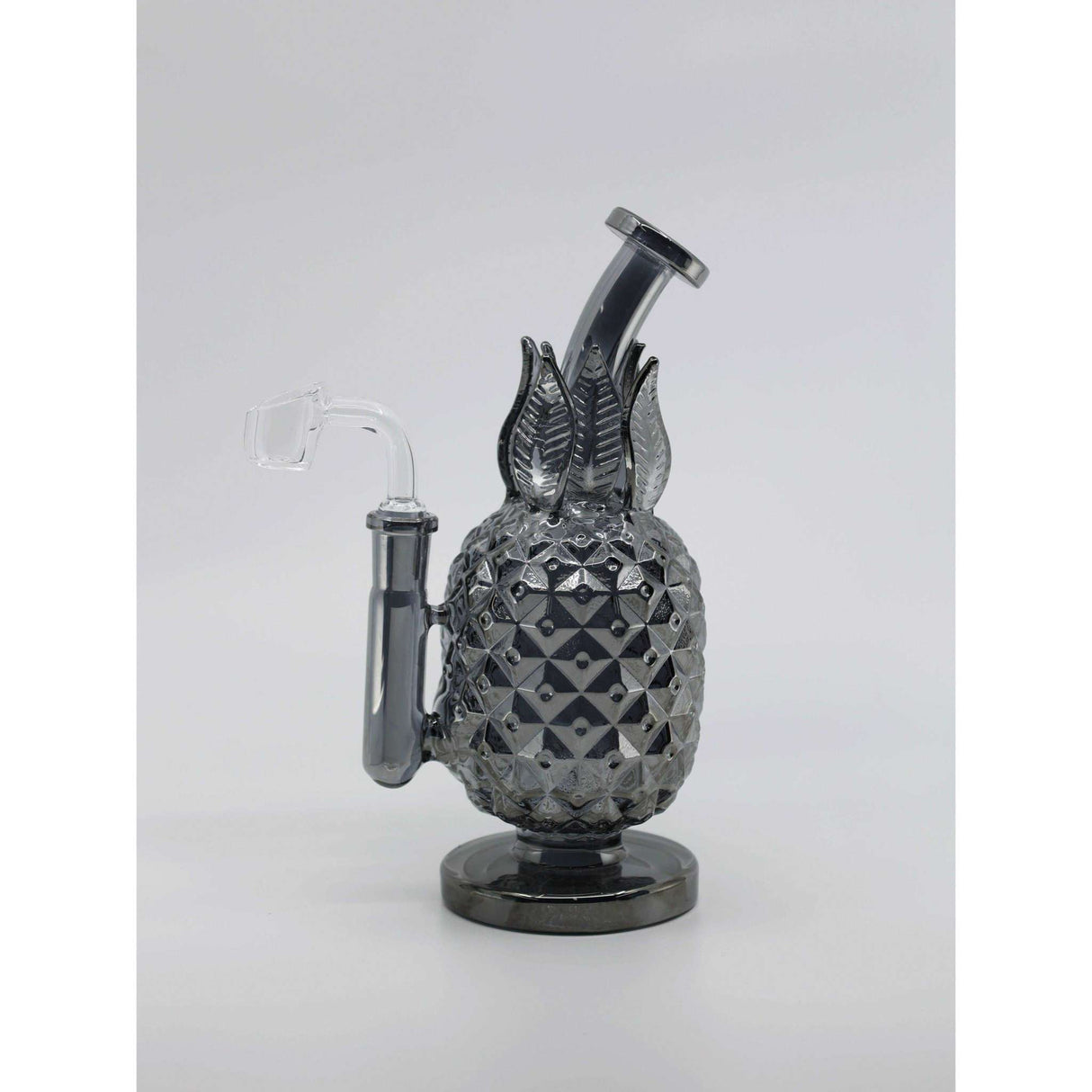 8" Juicy Glass Pineapple Bong Dab Rig with pineapple design and quartz banger.