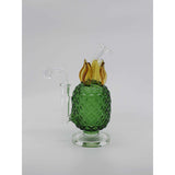 8-inch juicy glass pineapple bong dab rig with textured design and colored glass leaves.