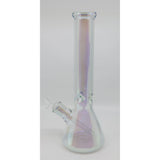 14" heavy thick iridescent glass beaker bong with kaleidoscope eyes design.