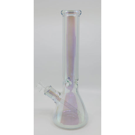 14" heavy thick iridescent glass beaker bong with kaleidoscope eyes design.