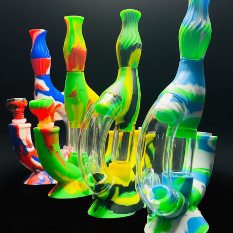 SK - 772 Ooze Echo 4-in-1 Silicone Glass Water Pipe - SmokeMEGA