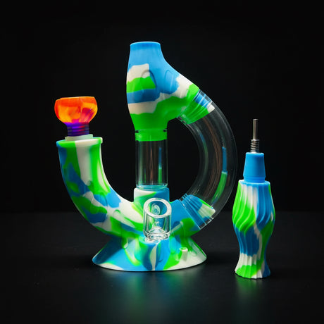 SK - 772 Ooze Echo 4-in-1 Silicone Glass Water Pipe - SmokeMEGA