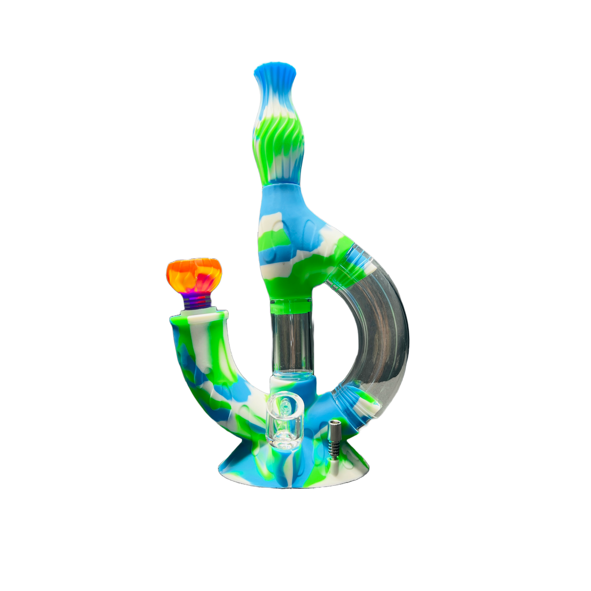 SK - 772 Ooze Echo 4-in-1 Silicone Glass Water Pipe - SmokeMEGA