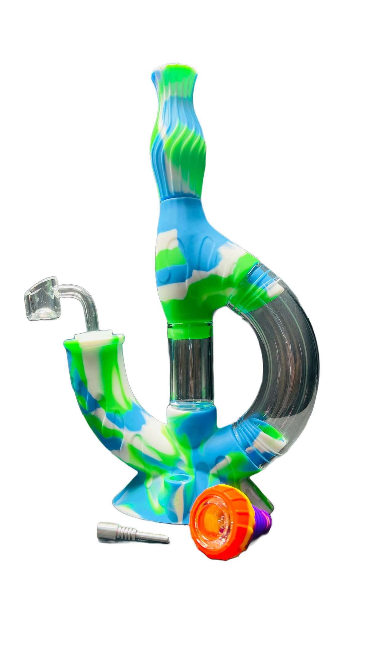 SK - 772 Ooze Echo 4-in-1 Silicone Glass Water Pipe - SmokeMEGA