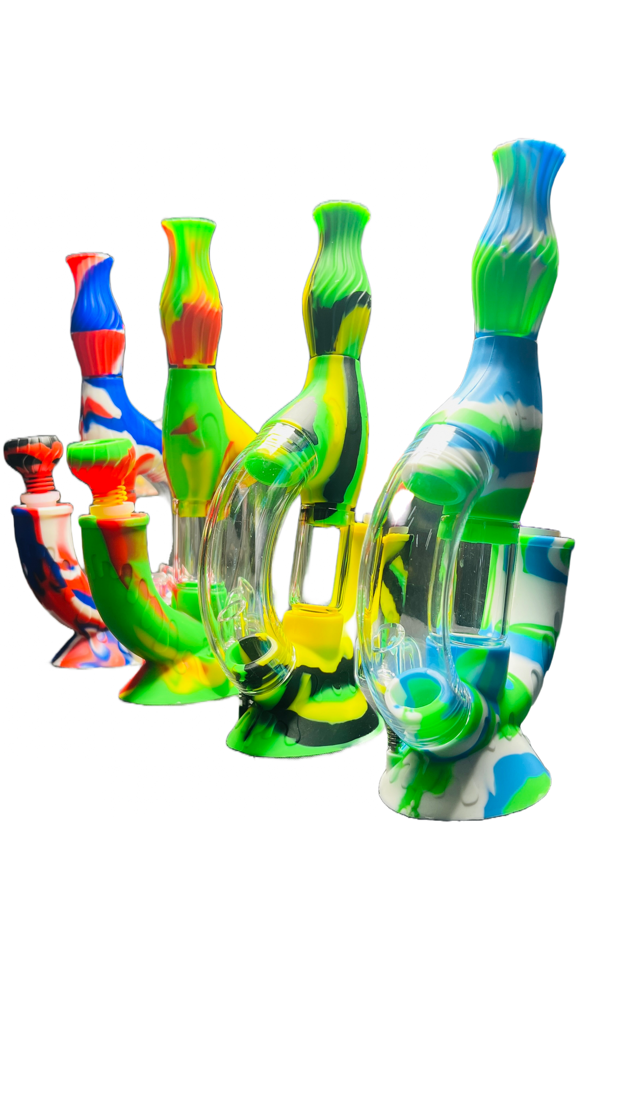 SK - 772 Ooze Echo 4-in-1 Silicone Glass Water Pipe - SmokeMEGA