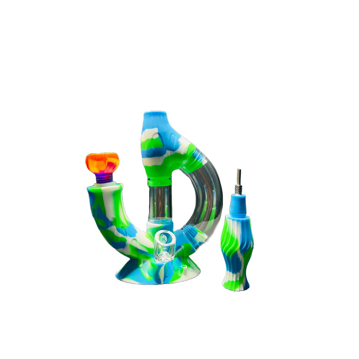 SK - 772 Ooze Echo 4-in-1 Silicone Glass Water Pipe - SmokeMEGA