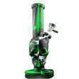 SKULL TUBE SILICONE RIG with skull design, made from heat-resistant silicone, featuring a clear glass bowl.