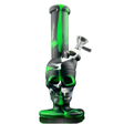 SKULL TUBE SILICONE RIG with skull design, made from heat-resistant silicone, featuring a clear glass bowl.