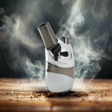 Scorch Torch 61561 single jet flame butane torch with sleek design, emits smoke in background.