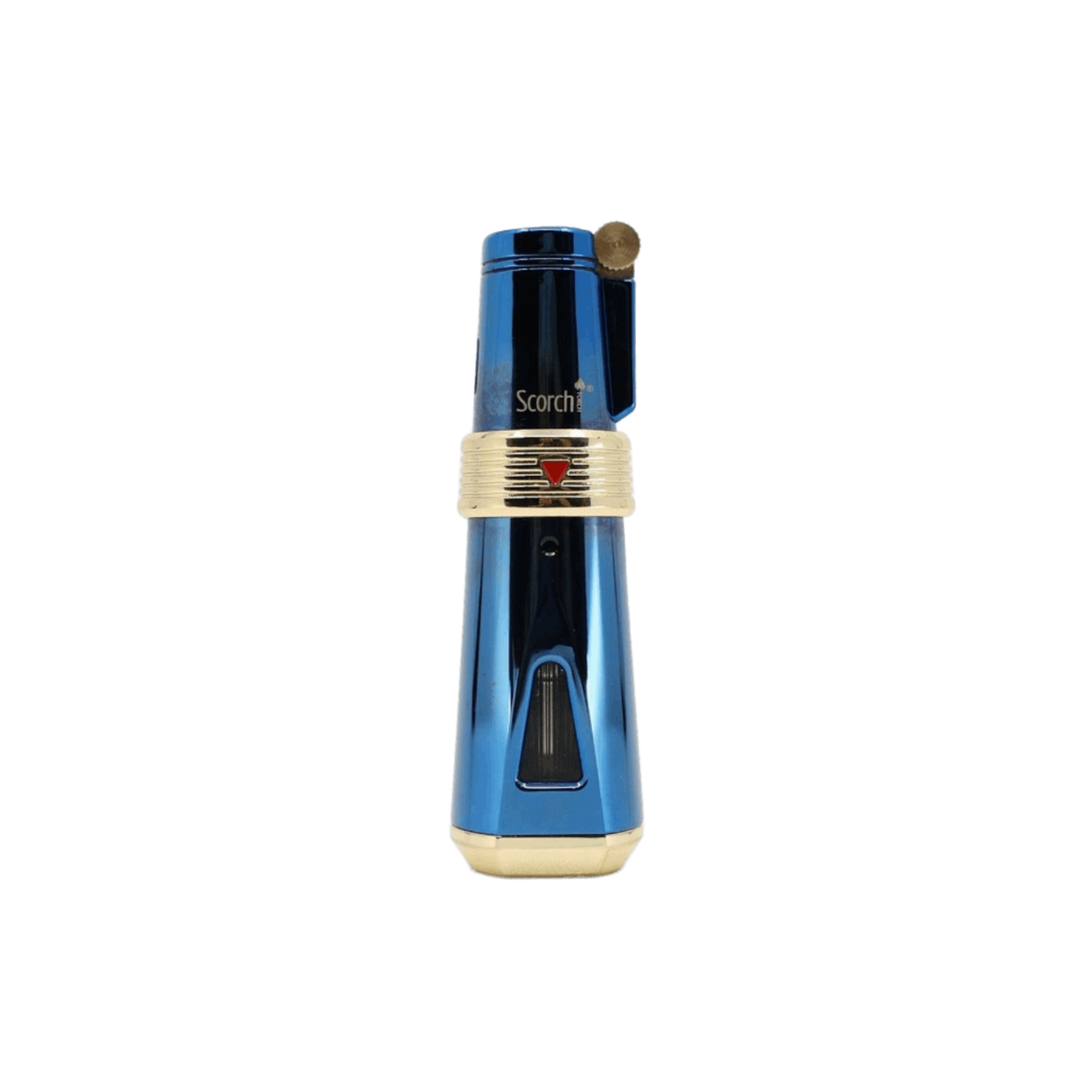 Scorch Torch 61580 blue and gold single flint igniter torch lighter, refillable and ergonomic design.