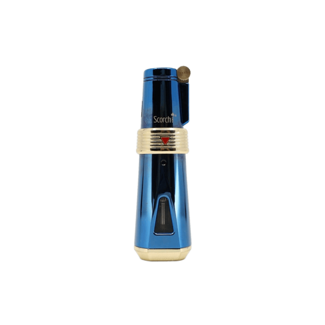 Scorch Torch 61580 blue and gold single flint igniter torch lighter, refillable and ergonomic design.