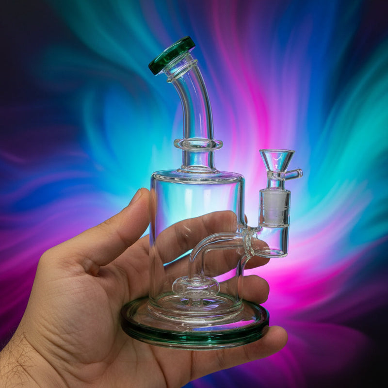 Shimmer Glass 9" Bent Neck Shower Head Dab Rig - Elevate Your Experience