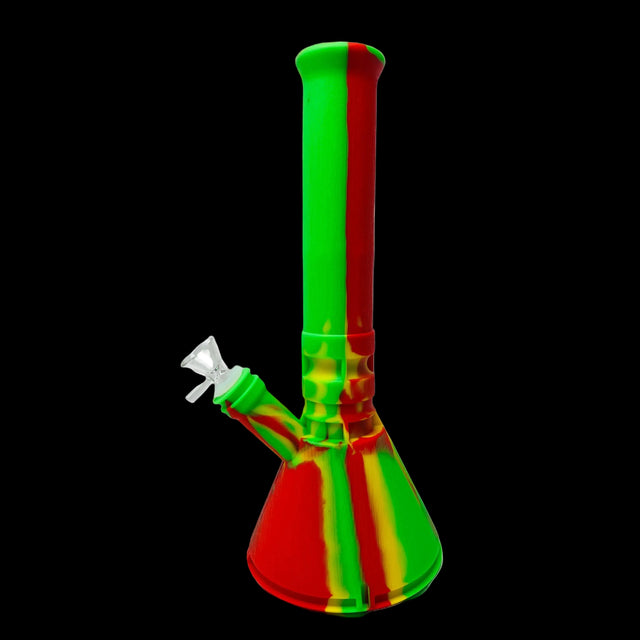 Silicone Bong- Rasta Color Silicone Water Pipe 12.5"