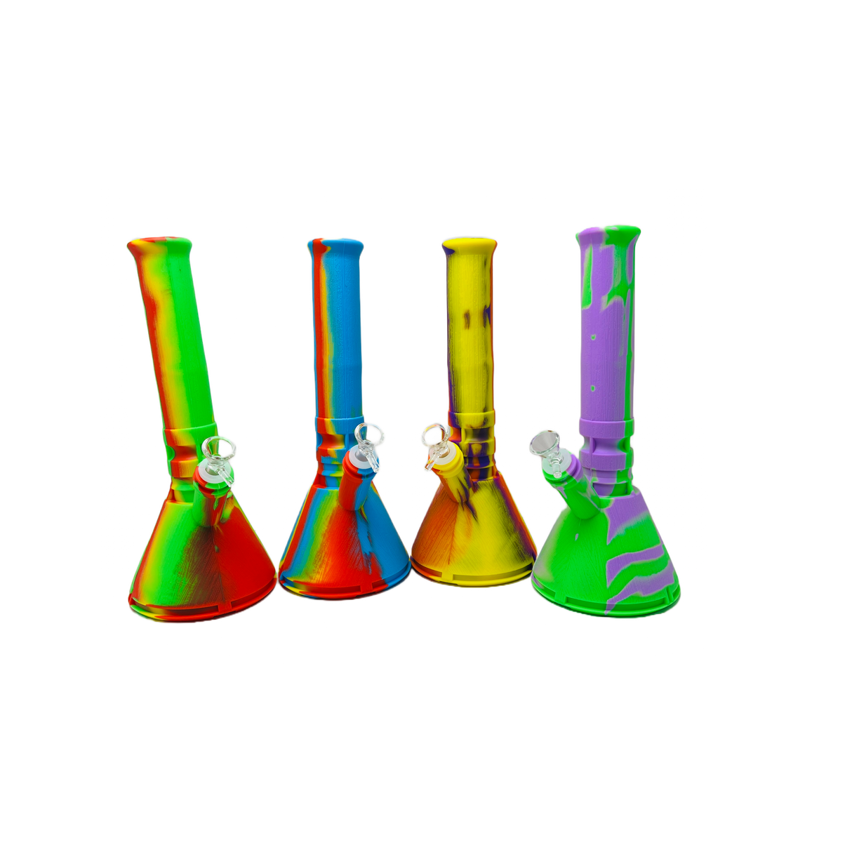 Silicone Bong- Rasta Color Silicone Water Pipe 12.5"