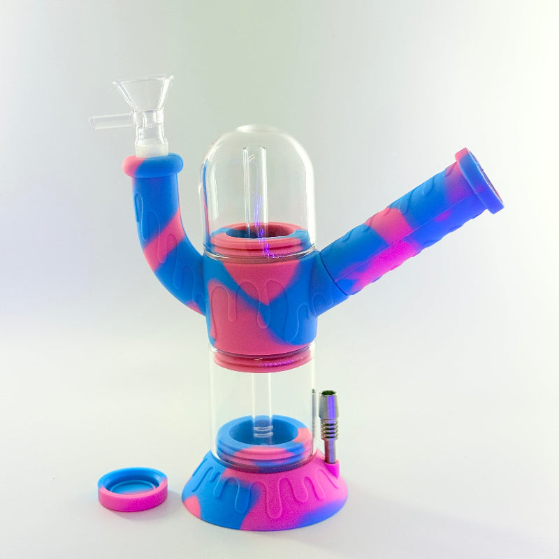 3-in-1 Silicone Water Pipe with Nectar Collector & Secret Storage