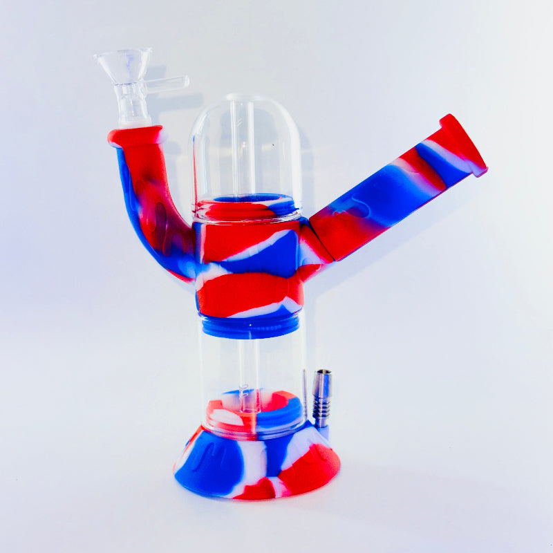 3-in-1 Silicone Water Pipe with Nectar Collector & Secret Storage