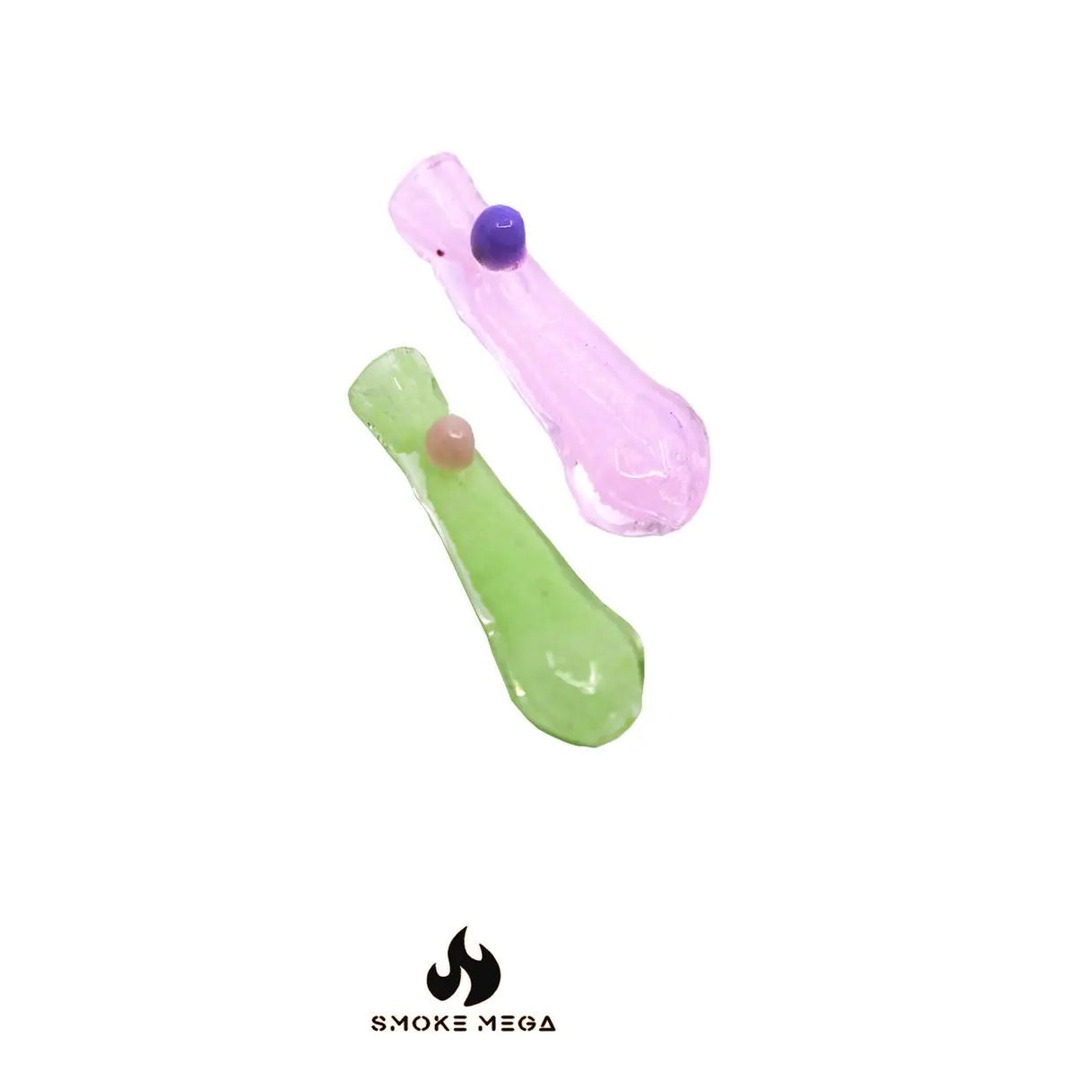 Hand-blown chillum slime frit hand pipes in vibrant colors.