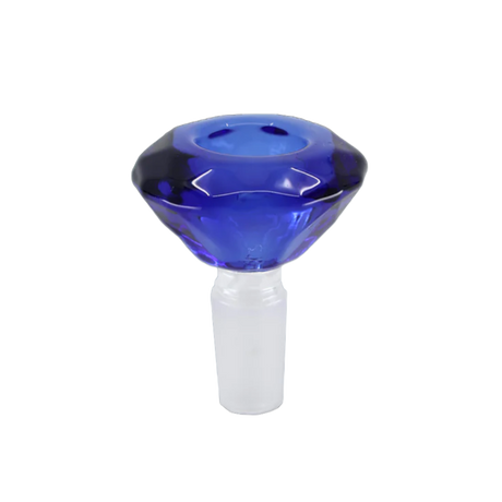 Sk-134 14-mm Diamond Bowl, blue glass design, durable borosilicate, fits 14-mm joints, enhances smoking experience.