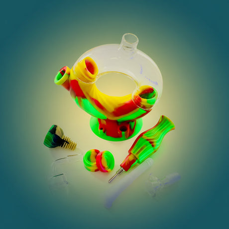 SmokeMEGA 4-in-1 Silicone Water Pipe - Versatile 11" Long with Nectar Collector