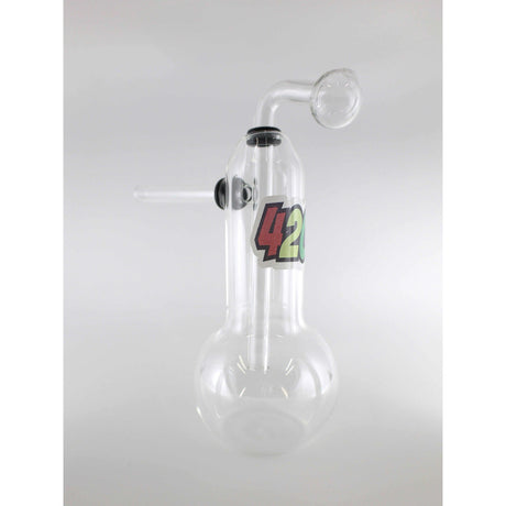 Glass smoking oil rig with 42 design for dabbing concentrates.